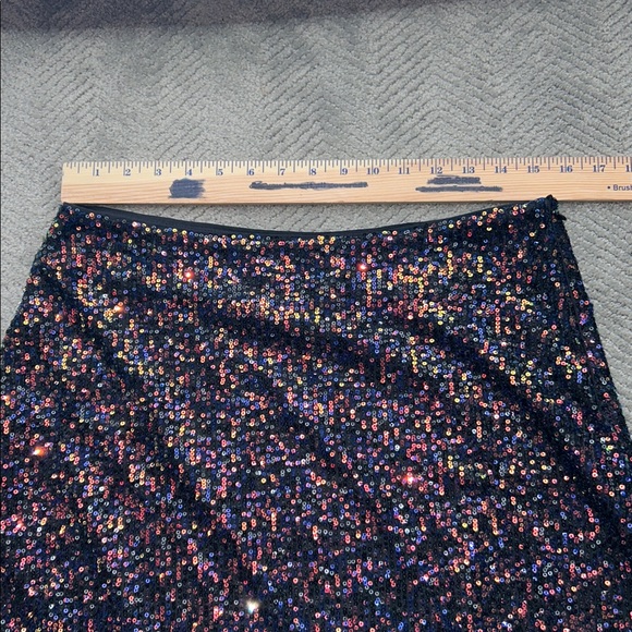 Loft Sequin Midi Skirt in Multicolor Red Black Blue Gold Size 8 - Picture 9 of 11